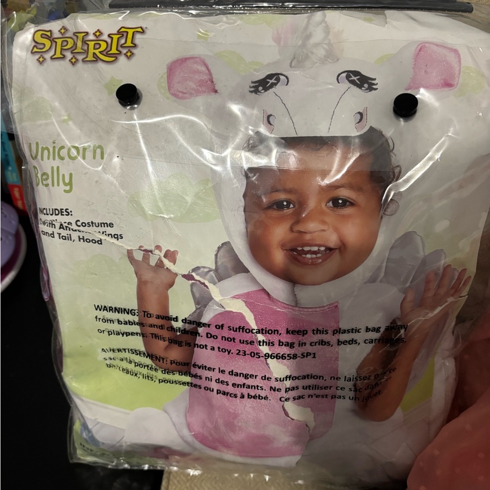 Spirit Halloween Unicorn Belly Outfit with Pink and White
